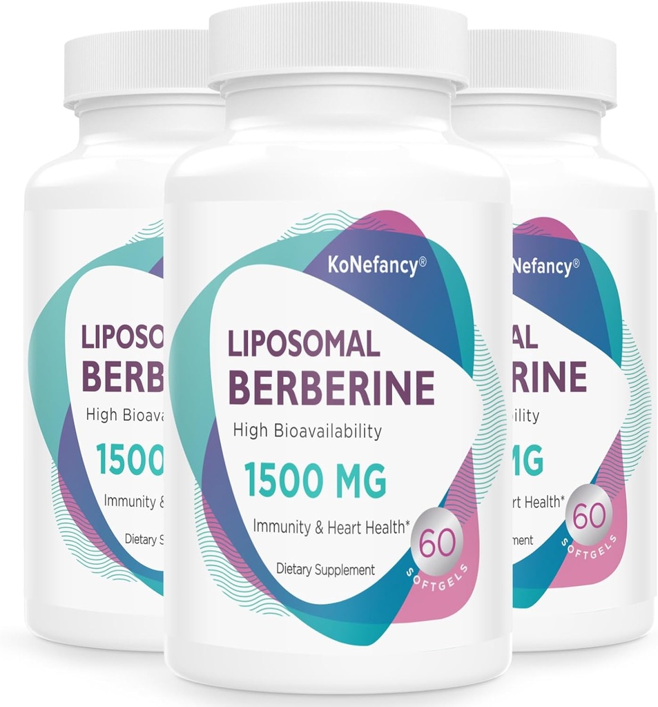 Berberine HCL Supplement 1500 mg - High Bioavailability Liposomal Berberine Capsules for Women and Men, AMPK Activator for Cardiovascular Health, Sugar-Free, Non-GMO,180 Softgels