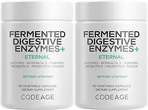 Codeage Fermented Digestive Enzymes Supplement 3-Month Supply - 14 Digestive Enzymes, Probiotics, Prebiotics, Fermented Botanicals, Plant-Based Multi Pancreatic Enzymes - 1 Capsule a Day - 2-Pack