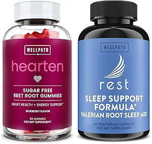 WellPath Beet Root Gummies (Sugar Free) 1500 mg – Blueberry Flavor for Blood Pressure Support and Rest Valerian Root Sleep Aid for Adults with Melatonin & L-Theanine - Natural Sleep Support, 60 Ct