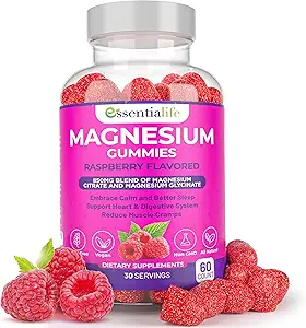 Magnezyum Gummies 2 Packs Essentialife 100mg Per Servis - Citrate & Magnezyum Glycinate - Sağlıklı Digestion - Calm & Energetic with Magnezyum Supplements for Sleep