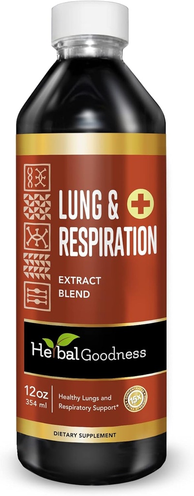 Herbal Goodness Lungs and Respiration 12oz - Better Lungs, Lungs Cleansing, Respiratory Support, growth Cells Support and Immune Support with Mullein Leaf Extracts - 1bottle - 23 Servisler