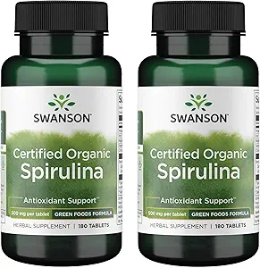 Swanson Organik Spirulina 500 mg 180 Tabs (2 Pack)