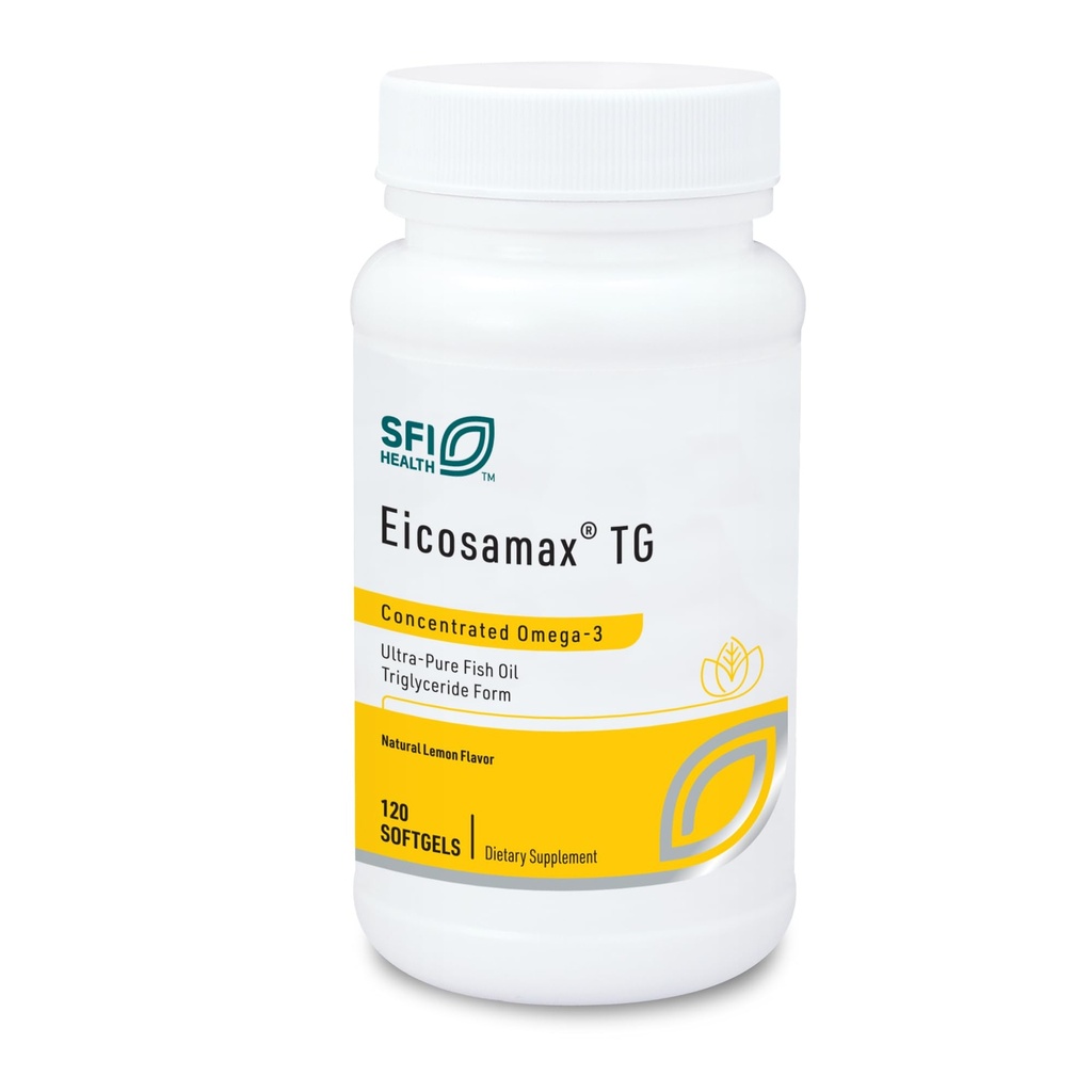 Klaire Labs SFI Υγεία Eicosamax TG Χάπια ιχθυελαίου με EPA/DHA - Ωμέγα-3 Λιπαρά Οξέα για την υποστήριξη του εγκεφάλου και της καρδιακής λειτουργίας - Φυσικό άρωμα λεμόνι για να βοηθήσει τη μείωση των ψαριών Burps ή επίγευση (120 Softgels)