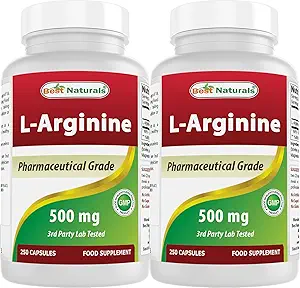 Best Naturals L-αργινίνη 500mg 250 Κάψουλες (250 Count (Pack of 2))