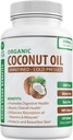 Organic Coconut Oil Capsules 2000mg - 100% Extra Virgin, Cold Pressed for Healthy Skin, Extra Hair Growth, Nail Care, Brain Booster - 120 Softgels - Ακατέργαστα Αγνά & Μη GMO χάπια - Πλούσια σε MCT