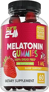 Çocuklar Melatonin Gummy, etkili 1MG Sleep Gummies Supplement for Children 3+, Drug-Free, Natural Fruity Strawberry Flavor, Made in USA
