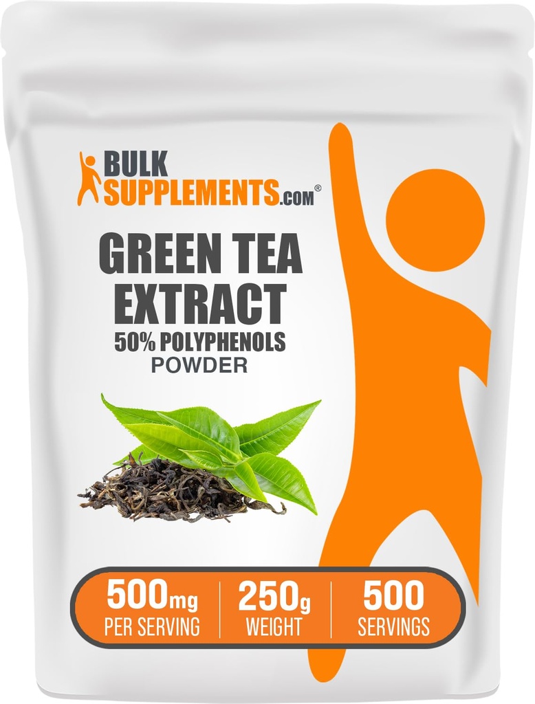 BulkSupplements.comgreen Tea Extract Toz -% 50 Polyols Supplement, EGCG Supplements - Gluten Free, 500 mg per Service, 250g (8.8 oz) (Pack of 1)