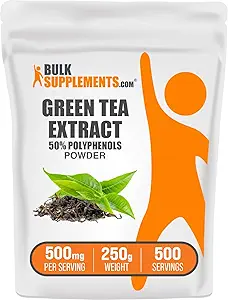 BulkSupplements.comgreen Tea Extract Powder - 50% συμπλήρωμα πολυφαινολών, EGCG Συμπληρώματα - Χωρίς γλουτένη, 500mg ανά Σερβίρισμα, 250g (8,8 oz) (πακέτο του 1)