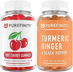 PUREFINITY Tart Cherry Extract & Turmeric Ginger Gummies - Your Uric Acid Flush & Cleanse Sche