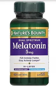 Nature's Bounty Melatonin 5 mg Bi-Layer Tabletleri 60 ea (Pack of 3)