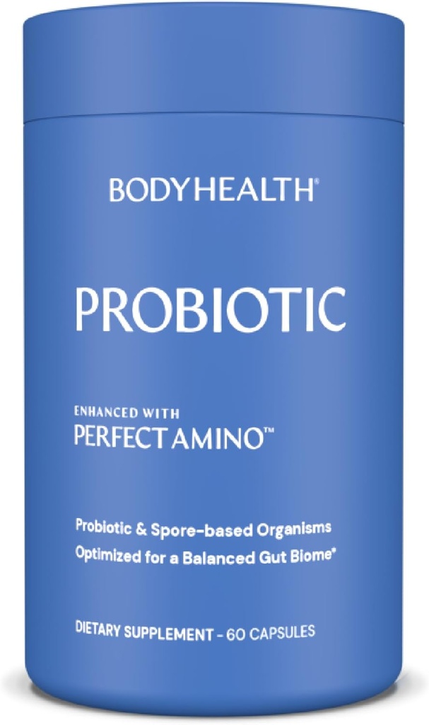 BodyHealth Probiyotik, Kadınlar ve Erkekler için MükemmelAmino ile Geliştirildi, Spore Bifidobacterium, Lactobacillus Salivarius, Lactobacillus Acidofilius - 60 Capsules