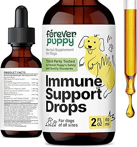 Forever Puppy Immune Drops for Dogs - Echinacea & Mullein Leaf Βάμμα για κατοικίδια - Υγρό ανοσοποιητικό συμπλήρωμα στήριξης για σκύλους όλων των Φυλή & Μεγέθη - 2 oz