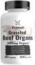 Primal being Grassfed Beef Organ Kompleksi - Liver, Heart, Pancreas, Spleen, & Kidney- Supports General Health & Performance - 180 Capsules, 3000 mg per Service