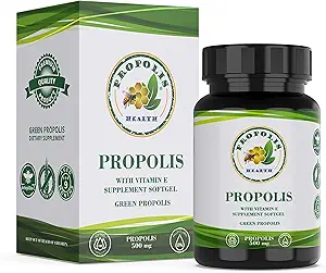 Propolis Health Propolis Capsules 1000 mg-Daily with Vitamin E Per doz - Pure Brezilyalı Green Propolisi - Immune ATM 50 Days Supply -100 Capsules