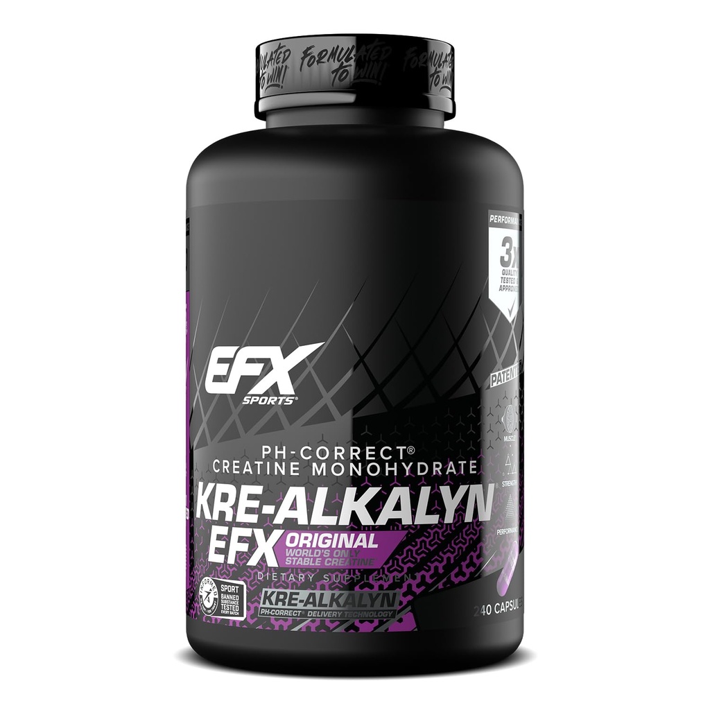 EFX Sports Kre-Alkalyn EFX | pH Doğru Krein Monohidrat Pill Supplement | Güçlü, Kas Büyüme ve Performans | 120 Hizmet, 240 Capsules