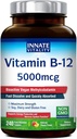 Innate Vitality Vitamin B12 5000mcg, Sublingual, Vegan Mecobalamin, Hızlı Dissolve Tabletler, Doğal Peach Flavor, Supports Energy Production & Health Nervous System, 240 Tabletler