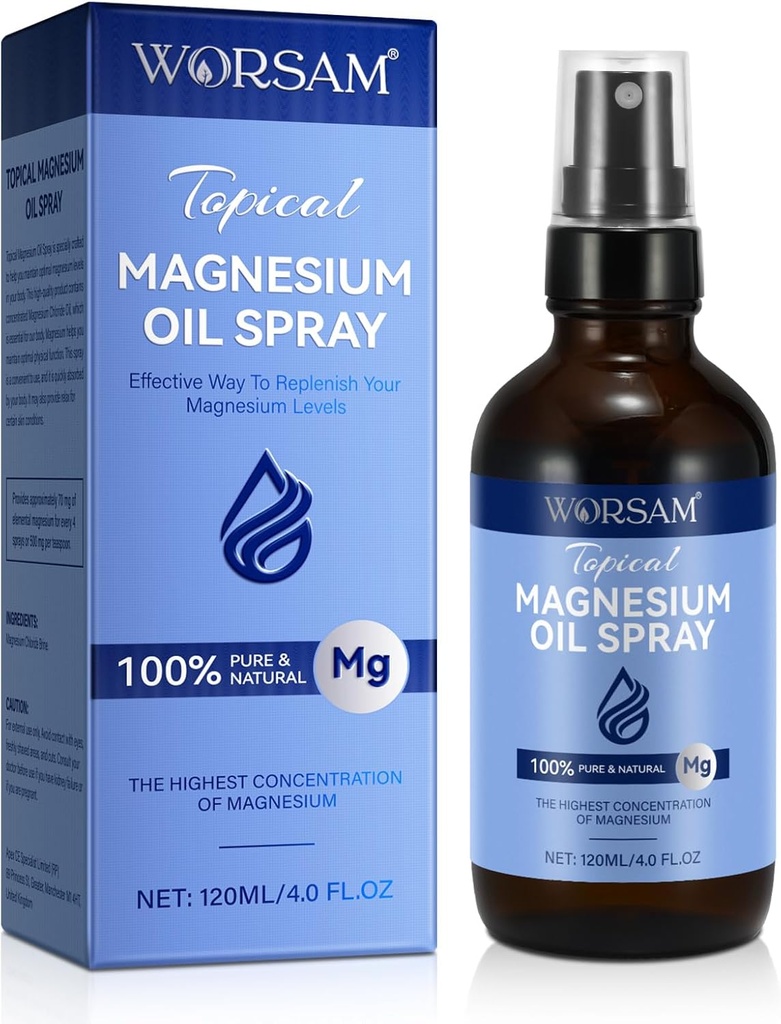 Ayaklar için Magnezyum Yağı (4 fl oz), Sprey,% 100 Pure & Organik Doğal Doğal Çimento Magnezyum Yağı Cam Şişe, Ayaklar için Topical Magnezyum Yağı, 120 ml Kullanımı Kolay