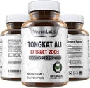 Vegan Labs Tongkat Ali 200:1 Ekstraksiyon, 1200MG Odaları - 180 Vegan Capsules- Supports Energy and Stamina- Gluten Free, Non-GMO Premium Quality Supplement
