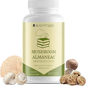 Mushroom Almaneac Nootropics Brain Support Supplement, Boosts Energy, Focus, Immune Support - Lions Mane, Cordyceps, Türkiye Tail, Shiitake Mushrooms - 60 Capsules