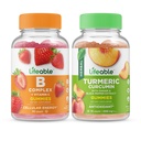 Βιώσιμη B Complex + Turmeric Curcumin, Gummies Bundle - Μεγάλη γεύση, συμπλήρωμα βιταμίνης, χωρίς γλουτένη, GMO δωρεάν, Μασώμενα