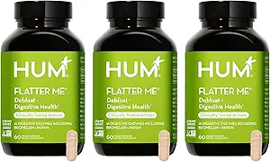HUM Flatter Me Digestive Enzymes for Women & Men, Digestive Health Bloating Supplement with Ginger & Peppermint Leaf, Fast Acting Anti Bloat Pills Multi Enzyme for Debloating, Vegan,180 Capsules