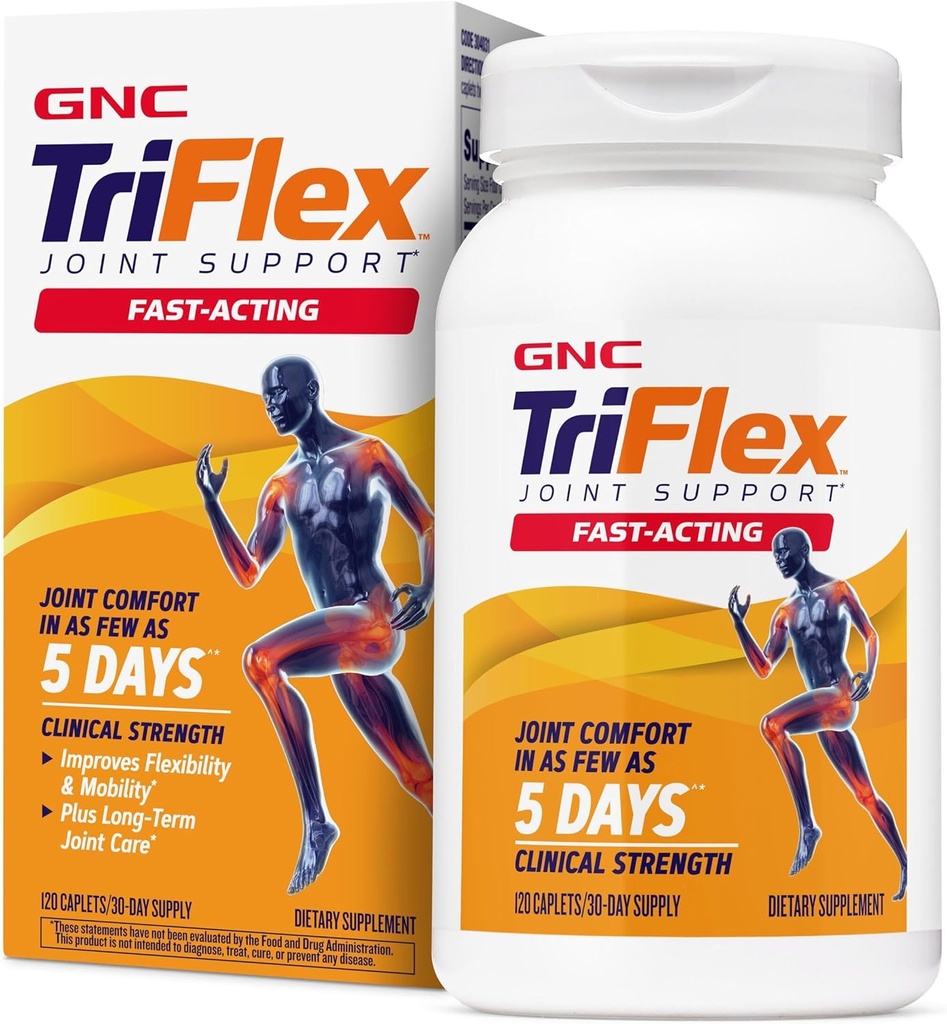 GNC TriFlex Fast-Acting 2.0, Joint Comfort ve Stiffness, Klinik Güçlü Glucosamine / Chondroitin ve Boswellia- Plus Turmeric, 120 Caplets
