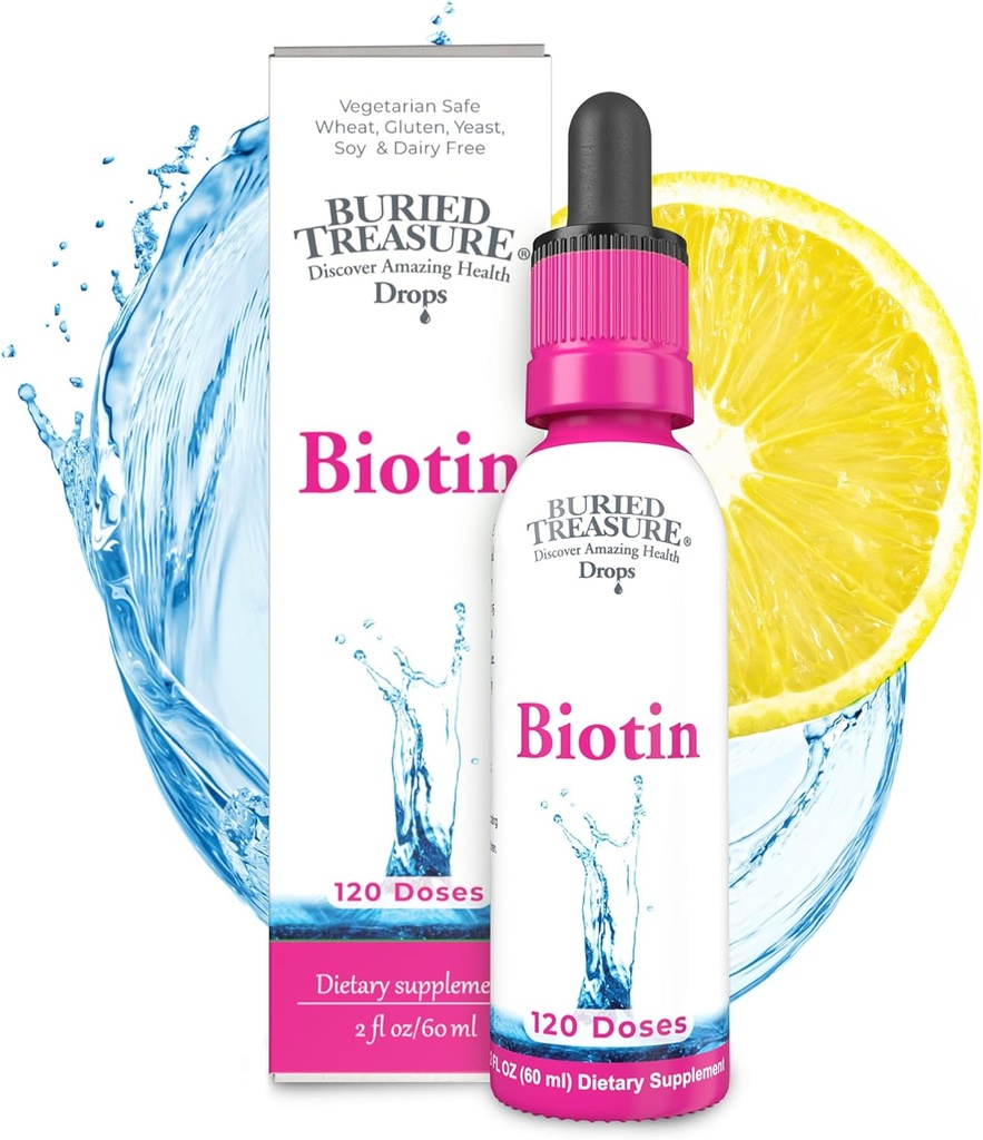 Buried Treasure Biotin Drops - 120 Hizmet, 2 oz, Saçları Destekler, Skin & Nails