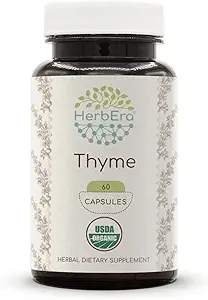 HerbEra Thyme 60 Κάψουλες, 800 mg, USDA Organic Thyme (Thymus Vulgaris) Αποξηραμένο Φύλλο (60 Κάψουλες)