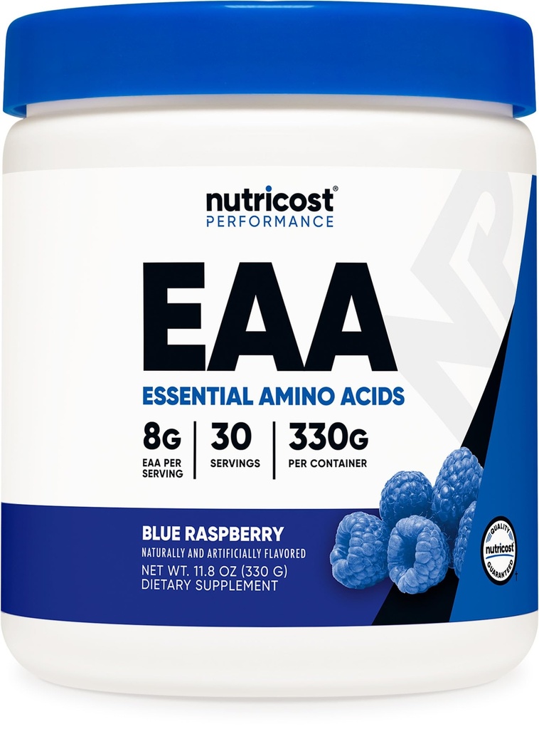 Nutricost EAA Toz 30 Hizmetler (Mavi Raspberry) - Essential Amino Asitler - Non-GMO, Gluten Free, Vegetarian Friendly Friendly Friendly Friendly