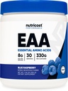 Nutricost EAA Powder 30 μερίδες (Blue Raspberry) - Απαραίτητα Αμινοξέα - Μη ΓΤΟ, Χωρίς γλουτένη, Φιλικά προς τους χορτοφάγους