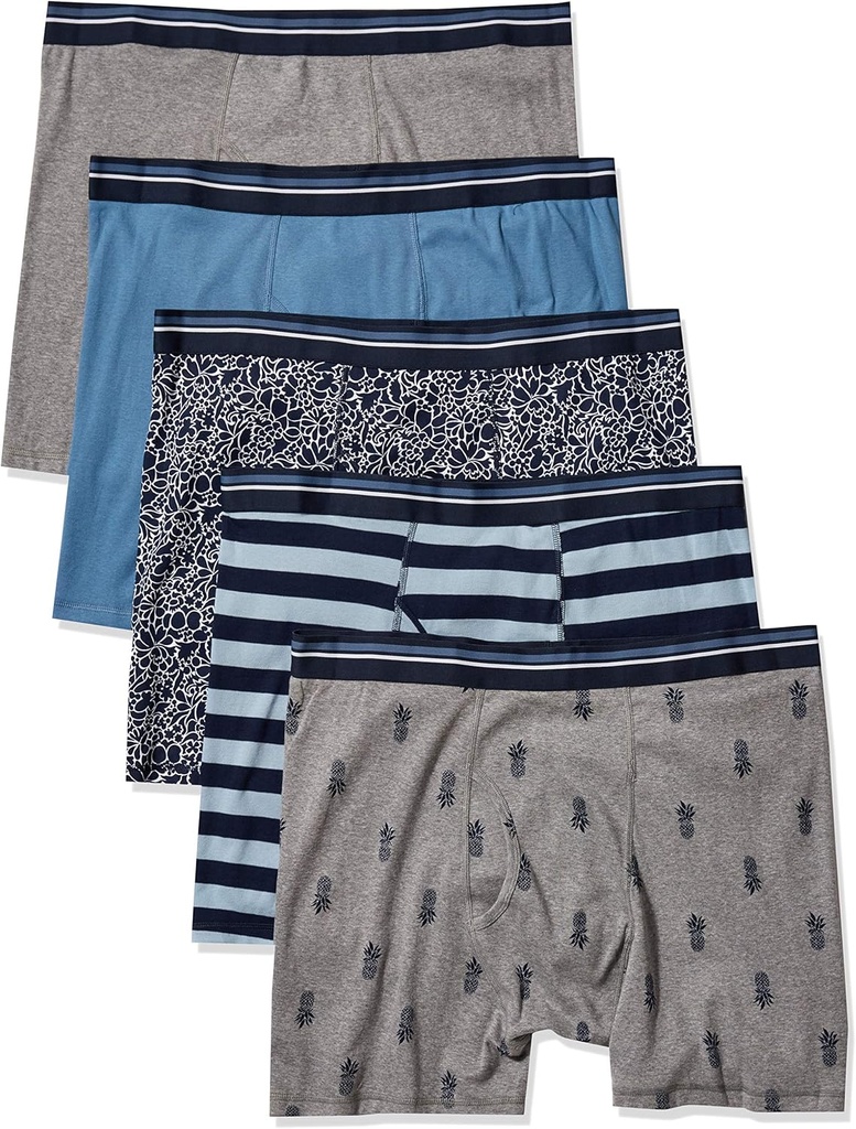 Essentials Men's Underwear Boxer Briefs, Comfortable Cotton, Tag-Free, Pack of 5