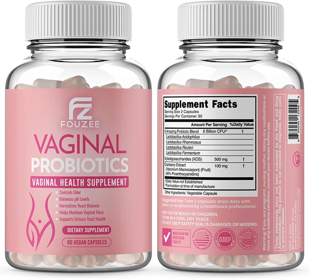 Kadın pH Dengesi için Vaginal Probiyotikler - Cranberry Extract Prebiyotiks & Lactobacillus Mix - Women's Vaginal Health Supplement for Vaginal Odor & Vaginal Flora, Yeast Balance, 60 Capsules