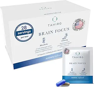 TAHIRO Brain Focus Supplement – Beyin Supplements for Memory and Focus – Natural Brain Support Supplement with Gingko Biloba, Panax BTC, Herbal Extracts – Non-GMO Vegan Beyin Uyarısı – 28-Packets