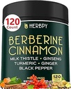 7in1 Premium Berberine and Ceylon Cinnamon for Kilo Management, Digestion, Heart Health & Immune Support - Bronz, Turmeric, Ginger, Milk Thistle & Black Pepper - 120 Vegan Capsules