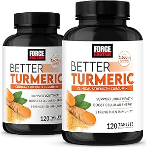 FORCE FACTOR Better Turmeric 2-Pack Joint Support Supplement Featuring HydroCurc Turmeric Curcumin with Black Pepper, Clinical Strength Joint Support, 240 Tablets, White Packaging