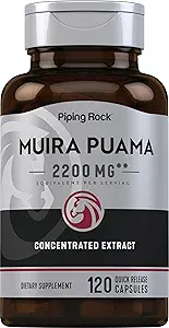 Piping Rock Muira Puama Root Extract 2200 mg | 120 Capsules | Erkekler ve Kadınlar | GMO, Gluten Free Supplement
