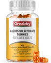 Çocuklar ve Yetişkinler için Magnezyum Glycinate Gummies - Magnezyum Glycinate 300 mg Chewable Supplement - Uyku, Kas, Rahatlama (60K)