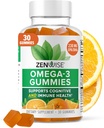 Zenwise Health Omega 3 Gummy Supplement - Burpless Omega 3 Supplement with DHA & EPA Fatty Acids for Immune Health - Sustainable Sourced Fish Oil, Flaxse Oil & Vitamin E - 30 Gummies