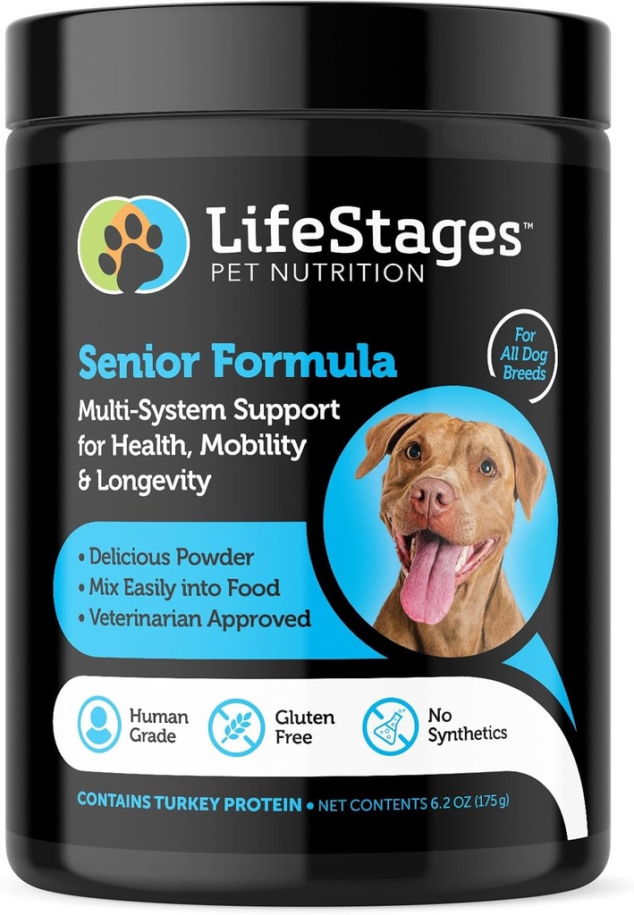 Στάδιο 3: Senior Dog Formula για Hip & Κοινή Υποστήριξη, Γνωστική Υγεία, & Υγιεινή Δέρμα & Coat - φυσικά συστατικά - Fish Oil, Σπόροι λιναριού, Κουρκουμάς & Προβιοτικά, Vet Εγκεκριμένα