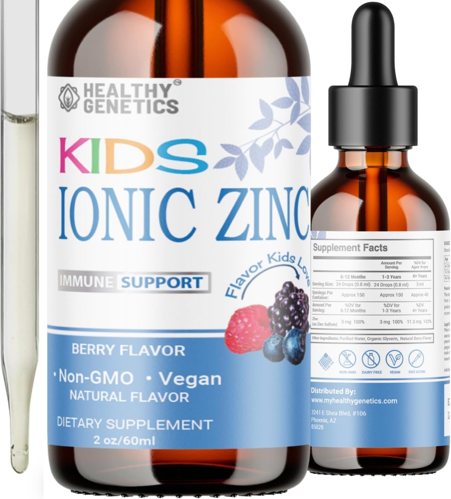 Çocuklar ve Toddler için Ionic Liquid Drops | 30 Day Supply | çinko Sulfate | Immunity, Mood, Brain Thyroid | 2 Oz Oz