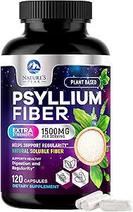 Psyllium Husk Fiber Supplement 1500 mg - Vegan Prebiyotik, Günlük Digestive Health & Regularity Support, Natural Psyllium Toz Caps, Sugar-Free, Non-GMO & Gluten-Free - 120 Capsules