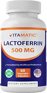 Vitamatic Lactoferrin 500mg – 60 Vegetable Capsules Promotes Healthy Immune Function