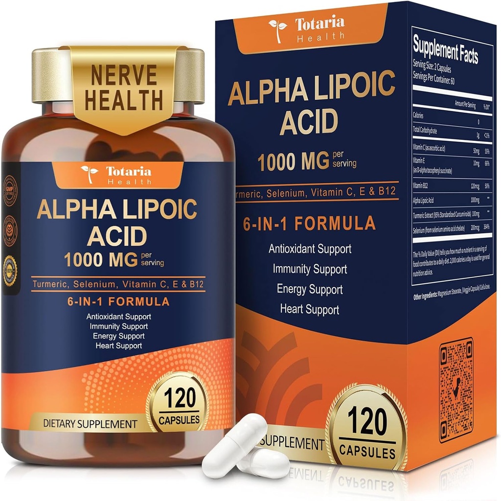 Totaria Alpha Lipoic Acid 1000mg - ALA Supplement Antioksit için ALA Supplement Antioksit Sağlığı, Liver Detox, Antioksi, Metabolism ve Hücre Enerji, Anti-Aging - Non-GMO, Gluten Free, Vegan Güvenli Sağlık, Sağlıklı Sağlığı, Canlı Sağlığı, Canlı Sağlığı, Karaciğer Detox, Antioksi, Metabolism ve Hücre Enerji, Anti-Aging - Non-GMO, Gluten Free, Vegan Güvenli