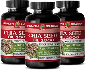 Chia Oil softgels - CHIA Έλαιο Σπέρματος 2000 - Chia Έλαιο Σπέρματος Βιολογικό Ψυχρό Πιέζεται - chia Σπόροι Βιολογικό, chia Έλαιο Σπέρματος Ωμέγα, έλαιο Chia για τα μαλλιά, έλαιο chia για το πρόσωπο, softgels σπόρων chia - 3 Bot 180 Caps