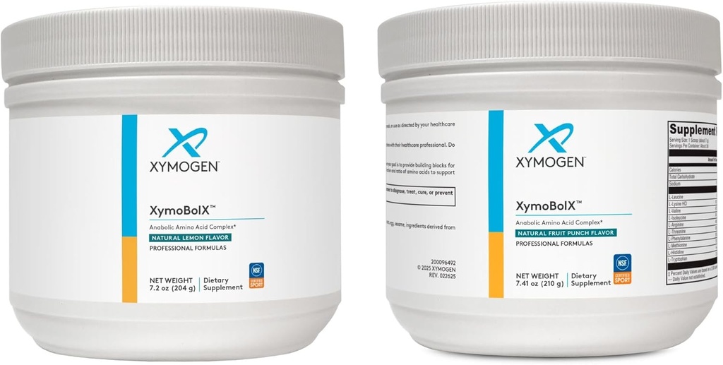 XYMOGEN XymBolX Fruit Punch και Lemon Flavor Bundle - BCAA Σκόνη για την προώθηση της αποκατάστασης μυών με L Arginine, L L Leucine, L Μεθειονίνη + L Τρυπτοφάνη (2 Φιάλες, 7.20z Καθένα)