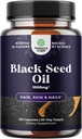 Cold Pressed Black Seed Oil Capsules - Vegan Nigella Sativa Black Cumin Tohum Yağ Kapsülleri Omega 3 6 9 Antioksis ve Youmoquinone for Hair Growth Immune Support Ortak Sağlık ve Digestion