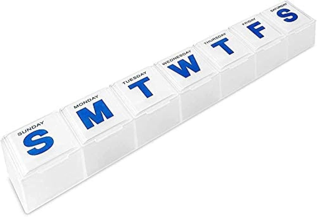 Haftalık Pill Organizer - Ekstra Büyük Pill, Tıp, Vitamin Organize Kutusu, Haftalık, Günlük Planlayıcı Konteynerleri Okumak için Kolay, Domuz Ücretsiz - Günlük Seyahat 7 Günlük İlaç Pill Box Case