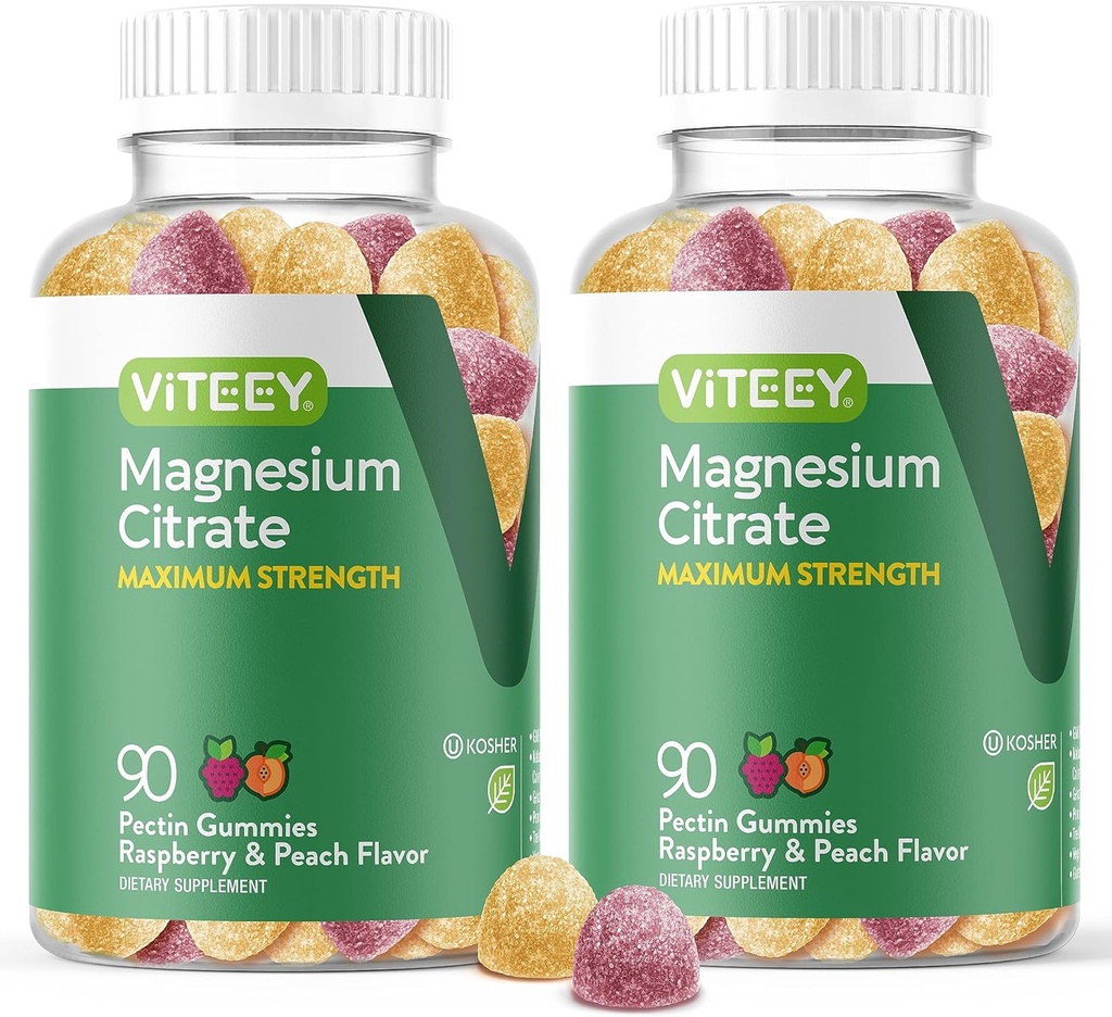 VITEEYEYİ yetişkinler için Magnezyum Gummies - Calm için Magnezyum Citrate Gummy, Sleep, Nerve & Muscle Function Support - Vegan, Gluten Free - 180 Count Count Count