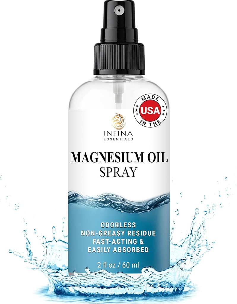 Topical Magnezyum Oil Spray – Hydrating & Fast-Absorbing Magnezyum Mist for Body, Feet & Skin – Odorless, Non-Grkolü Liquid Chloride Spray for Women, Men & Kids - 2 fl ozzz