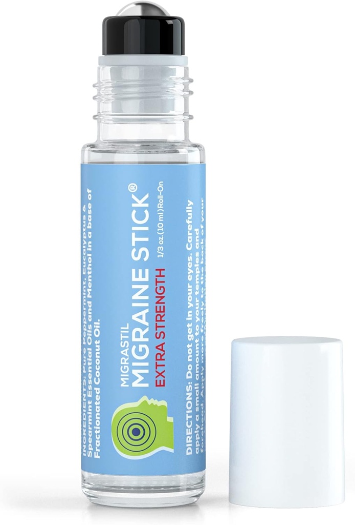 Temel Vigor Migrastil Extra Strength Migraine Stick Advanced Formula, Güçlü Aromaterapi Roll On Menthol, Essential Oils, No Lavender, ABD'de Yapılan.